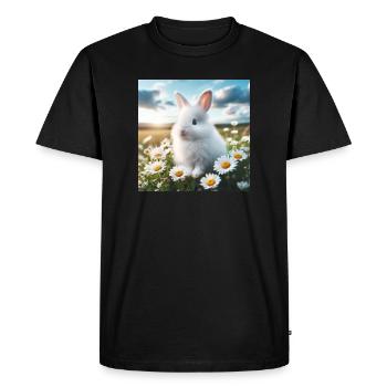 Adorable lapin blanc - T-shirt Premium bio Homme - noir - Devant - Nico (187cm)