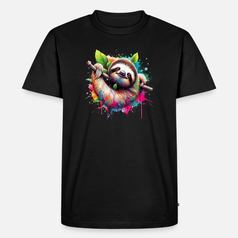 Faultier - Männer Premium Bio T-Shirt - Schwarz