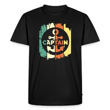 retro Kapitän Anker Logo vintage See Meer Schiff - Männer Premium Bio T-Shirt - Schwarz - Vorne - Nico (187cm)