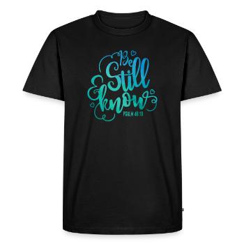 Restez tranquille et sachez - T-shirt Premium bio Homme - noir - Devant - Nico (187cm)