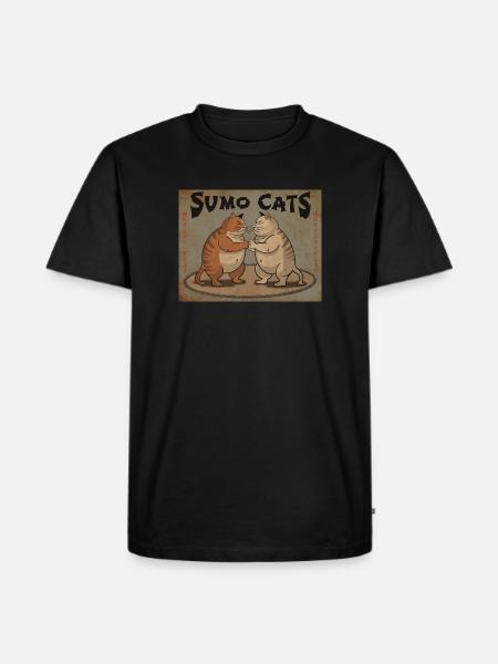 Sumo Cats (Vintage) - Men's Premium Organic T-Shirt - black
