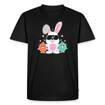 Lapin avec lunettes de soleil, poussin, lapin, lapin de Pâques - T-shirt Premium bio Homme - noir - Devant - Nico (187cm)