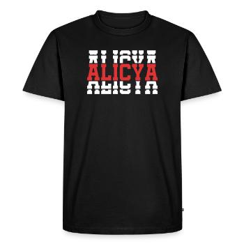 t-shirt Alicya t-shirt gift idea stacked text - Men's Premium Organic T-Shirt - black - Front - Nico (187cm)