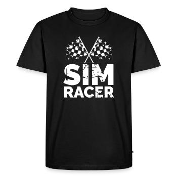 Sim Racer Gaming Drapeau à damier Gamer Racer Logo - T-shirt Premium bio Homme - noir - Devant - Nico (187cm)