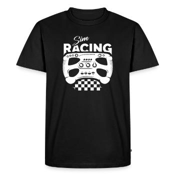 Sim Racing Gamer Formule Volant Drapeau À Damier Logo - T-shirt Premium bio Homme - noir - Devant - Nico (187cm)