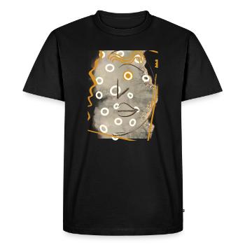 Portrait abstrait avec des cercles et des lignes - T-shirt Premium bio Homme - noir - Devant - Nico (187cm)