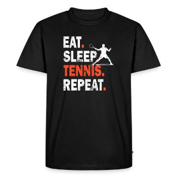 Tennis Shirt Eat Sleep Tennis Repeat Design - Men's Premium Organic T-Shirt - black - Front - Nico (187cm)