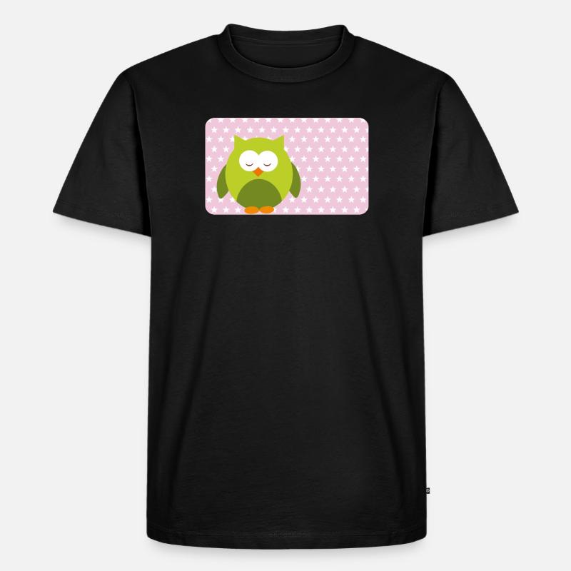 Lustige Eule mit Sternchen rosa | personalisierbar - Männer Premium Bio T-Shirt - Schwarz
