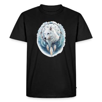 Loup dans un attrape-rêves - Design mystique. - T-shirt Premium bio Homme - noir - Devant - Nico (187cm)