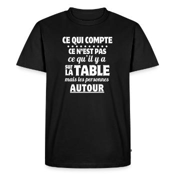 repas, repas entre amis, tablier de cuisine - T-shirt Premium bio Homme - noir - Devant - Nico (187cm)