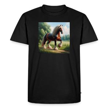 Aquarelle Cheval Percheron - T-shirt Premium bio Homme - noir - Devant - Nico (187cm)