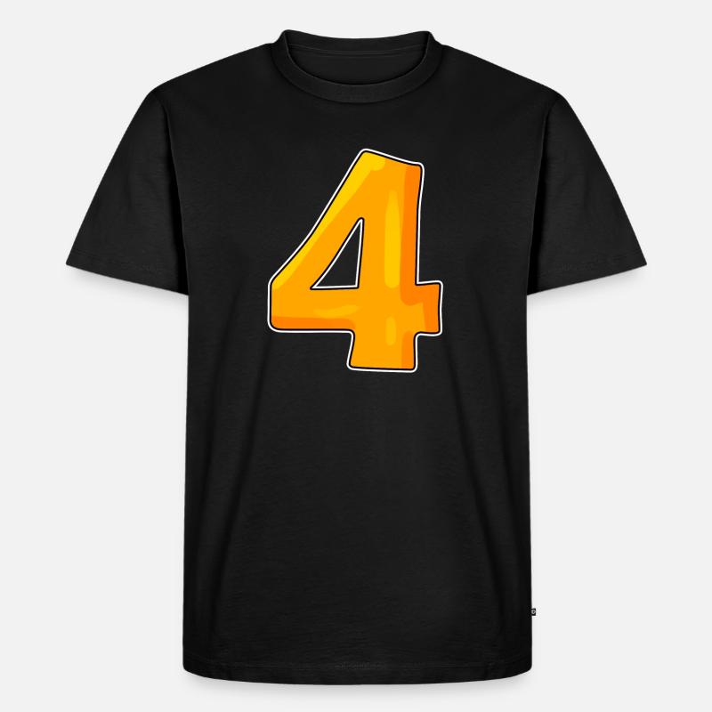 zahl nummer 4 - Männer Premium Bio T-Shirt - Schwarz