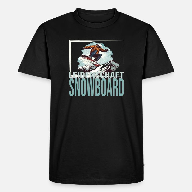 Leidenschaft Snowboard - Männer Premium Bio T-Shirt - Schwarz