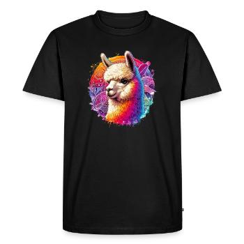 Alpaca - Men's Premium Organic T-Shirt - black - Front - Nico (187cm)