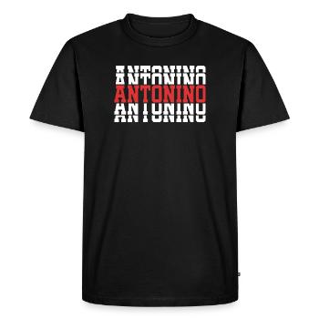 t-shirt Antonino texte empilé cadeau t-shirt - T-shirt Premium bio Homme - noir - Devant - Nico (187cm)