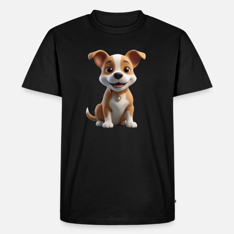 Süßes Hündchen mit Herzchen - Männer Premium Bio T-Shirt - Schwarz