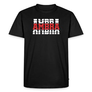 t-shirt ambre t-shirt idée cadeau texte empilé - T-shirt Premium bio Homme - noir - Devant - Nico (187cm)