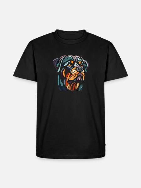 Rottweiler Dog Head Geometry Polygon Art - Men's Premium Organic T-Shirt - black
