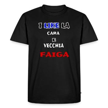 belle chemise CARA E VECCHIA FAIGA jerry calà - T-shirt Premium bio Homme - noir - Devant - Nico (187cm)