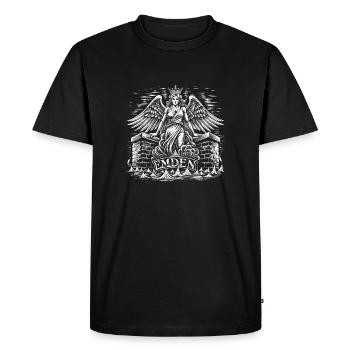 Angel over Emden emblem - Men's Premium Organic T-Shirt - black - Front - Nico (187cm)