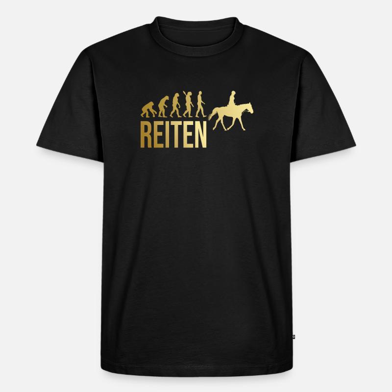 Reiten Evolution - Männer Premium Bio T-Shirt - Schwarz