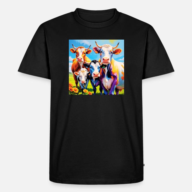 Lebendiges, farbenfrohes Kuhherden-Design - Männer Premium Bio T-Shirt - Schwarz