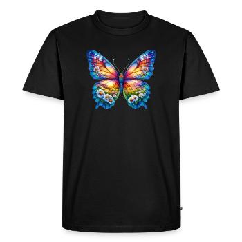 Fleurs papillon marguerites marguerites - T-shirt Premium bio Homme - noir - Devant - Nico (187cm)