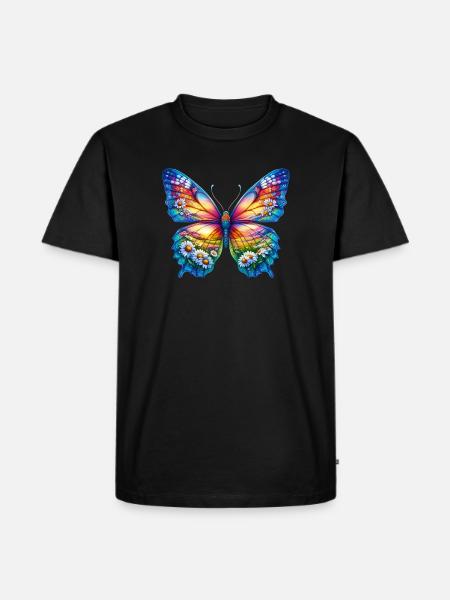 Butterfly flowers daisy daisies - Men's Premium Organic T-Shirt - black