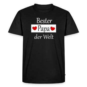 Papa cadeau de la fête des pères 2026 - T-shirt Premium bio Homme - noir - Devant - Nico (187cm)
