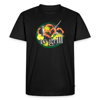 A barbecue with lemons and prawns in the shape of a heart - Men's Premium Organic T-Shirt - black - Front - Nico (187cm)