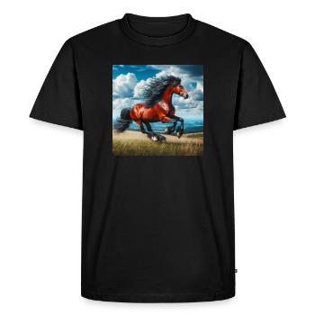 Cheval au galop - T-shirt Premium bio Homme - noir - Devant - Nico (187cm)