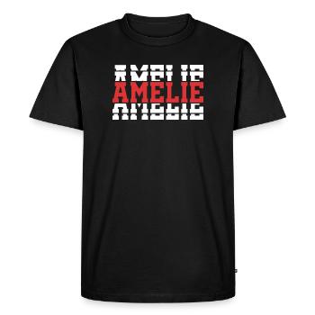 Amélie t-shirt t-shirt idée cadeau texte empilé - T-shirt Premium bio Homme - noir - Devant - Nico (187cm)