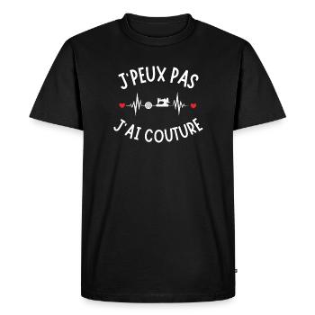 couture, broderie, machine à coudre - T-shirt Premium bio Homme - noir - Devant - Nico (187cm)