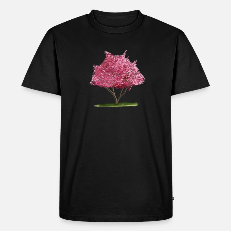 Kirsch-Sakura Rosa Blumenbaum - Männer Premium Bio T-Shirt - Schwarz