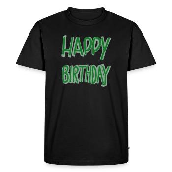 Lettrage vert joyeux anniversaire - T-shirt Premium bio Homme - noir - Devant - Nico (187cm)