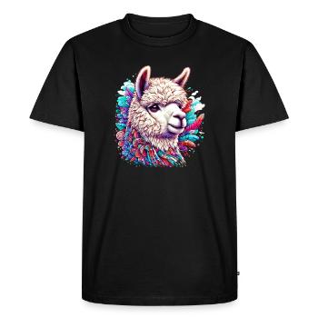 Alpaca - Men's Premium Organic T-Shirt - black - Front - Nico (187cm)