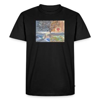 Saisons de sérénité : une harmonie en contraste - T-shirt Premium bio Homme - noir - Devant - Nico (187cm)