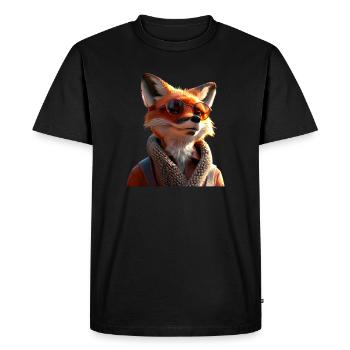 Renard J’aime les renards Renard roux Renard mignon sauvage - T-shirt Premium bio Homme - noir - Devant - Nico (187cm)