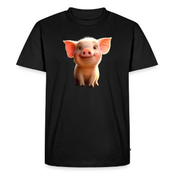 Pig Domestic Pig Pig Piglet Piggy - Men's Premium Organic T-Shirt - black - Front - Nico (187cm)