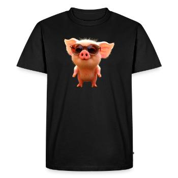 Pig Domestic Pig Pig Piglet Piggy - Men's Premium Organic T-Shirt - black - Front - Nico (187cm)