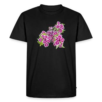 Poésie de l’œillet – focus sur les fleurs du jardin - T-shirt Premium bio Homme - noir - Devant - Nico (187cm)