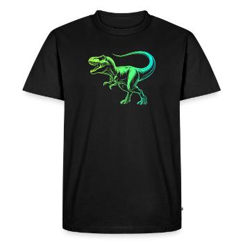 Dinosaur Tyrannosaurus Rex, Blue Green T-Rex - Men's Premium Organic T-Shirt - black - Front - Nico (187cm)
