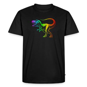 dinosaure tyrannosaure rex, t-rex arc-en-ciel - T-shirt Premium bio Homme - noir - Devant - Nico (187cm)