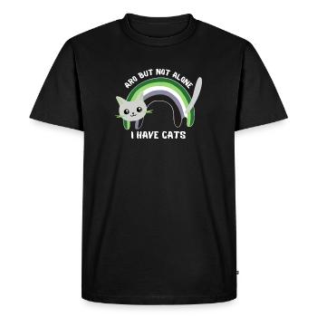 Aromantic but not alone, I have cats - Men's Premium Organic T-Shirt - black - Front - Nico (187cm)