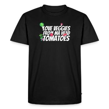 Love vegetables from head to tomato - Men's Premium Organic T-Shirt - black - Front - Nico (187cm)