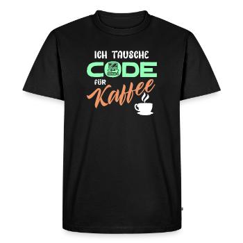 Code Développeur de déclaration Programmeur Ordinateur - T-shirt Premium bio Homme - noir - Devant - Nico (187cm)