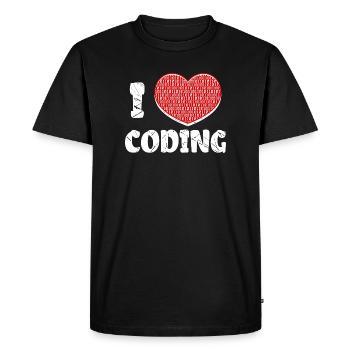 Développeur Heart Coding Statement Programmeur - T-shirt Premium bio Homme - noir - Devant - Nico (187cm)