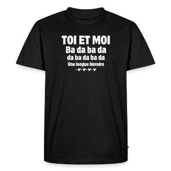 anniversaire de mariage, amour sincère, amoureux - T-shirt Premium bio Homme - noir - Devant - Nico (187cm)