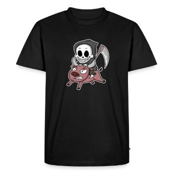 Motif de la vache de la faucheuse - T-shirt Premium bio Homme - noir - Devant - Nico (187cm)