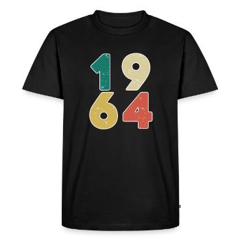 1964 - Né en 1964 - Construit en 1964 - T-shirt Premium bio Homme - noir - Devant - Nico (187cm)